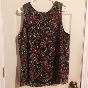 Banana Republic Black Floral Printed Top Size XL